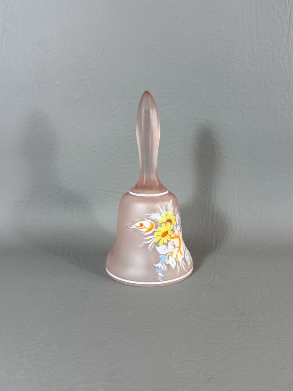 Westmoreland Glass Bell Hand-Painted Flowers Pink Satin Finish Vintage
